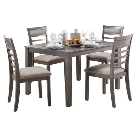 Lexicon Lovell Transitional 5-Piece Oak Veneer Dining Set In Gray With ... intended for Lexicon Janina Transitional Wood Dining Room Table In Natural